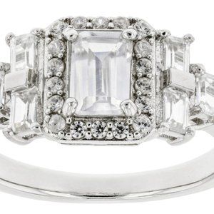 1.15CTW MIXED SHAPES WHITE ZIRCON RHODIUM OVER STERLING SILVER RING S7